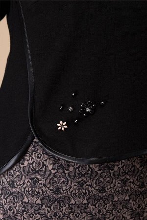 Джемпер, юбка Romanovich Style 2-1432 черный/мокко