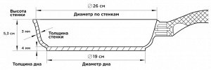 Сковорода Gochu Ecoramic 26 см с мраморным покрытием для индукционных плит без крышки