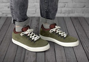 Полуботинки мужские Gorky Boots Low8 зеленый (текстиль+кожа)