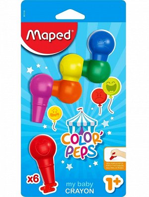 Maped. Мелки-конструктор пластиковые "Color'Peps Baby" фигурной формы  (6 цв) арт.863106