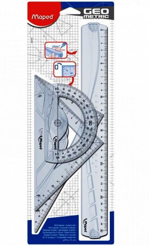 Maped. Набор чертеж. инструментов "Geometrik" (лин. 30см, угол 21см, трансп 12см) арт.242767