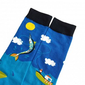 03590 Дизайнерские носки серии Что наша жизнь..."Удачная рыбалка", р-р 40-46 (голубой), 2690000003590