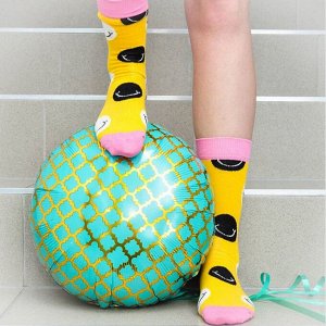 15296 Дизайнерские носки серии Что наша жизнь..."Счастливый смайлик", р-р 38-44 (желтый), 2690000015296