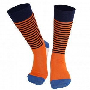 20405 Дизайнерские носки серии Что наша жизнь "Полосатый рейс", р-р 38-44 (оранжевые полосы, синяя пятка), 2690000020405