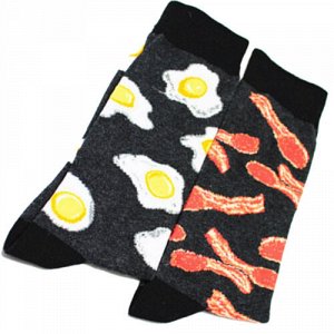10161 Дизайнерские носки серии Нескучная пара " Мясо и яичница", р-р 38-45
