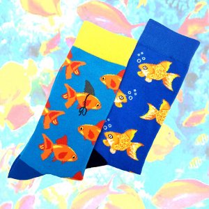 23499 Дизайнерские носки серии Нескучная пара "Золотая рыбка", р-р 40-45 , 2690000023499