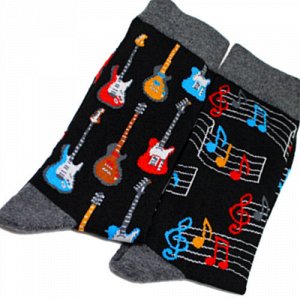 10369 Дизайнерские носки серии Нескучная пара "Цветные гитары и цветные мелодии" р-р 38-45, 2690000010369
