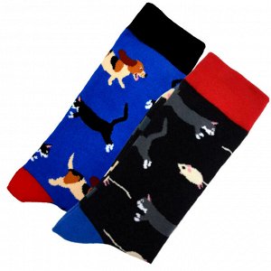 13803 Дизайнерские носки серии Нескучная пара "Собаки, кошки и мышки - вечное противостояние", р-р 38-45, 2690000013803