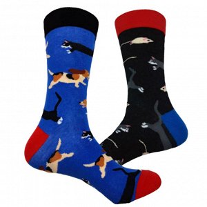 13803 Дизайнерские носки серии Нескучная пара "Собаки, кошки и мышки - вечное противостояние", р-р 38-45, 2690000013803