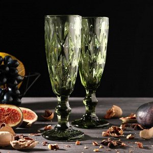 Набор бокалов для шампанского Magistro «Круиз», 160 мл, 7x20 см, 2 шт, цвет зелёный