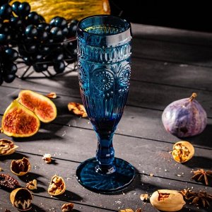 Бокал стеклянный для шампанского Magistro «Ларго», 180 мл, 7x19,7 см, цвет синий