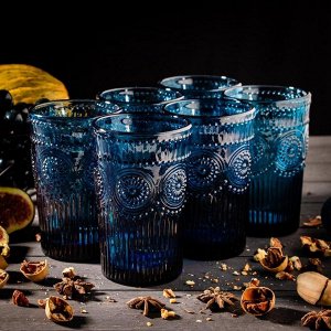 Стаканы стеклянные Magistro «Ларго», 350 мл, 6 шт, цвет синий