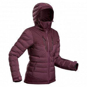 Куртка пуховая теплая лыжная женская бордовая 900 warm wedze
