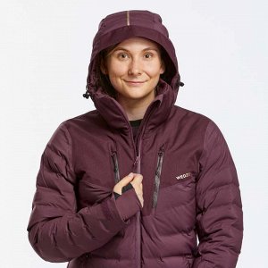 Куртка пуховая теплая лыжная женская бордовая 900 warm wedze