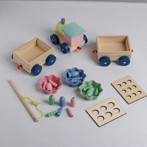 СИМА-ЛЕНД Развивающая игра «Паровозик» 3 в 1: рыбалка + каталка + сортер, 35 x 11 x 10 см