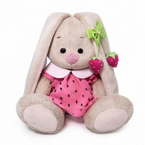Мягкая игрушка «Зайка Ми в розовом платье с клубничкой», 15 см