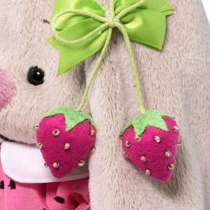 Мягкая игрушка «Зайка Ми в розовом платье с клубничкой», 15 см
