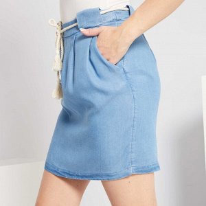 Короткая юбка из лиоцелла - голубой
