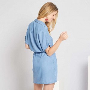 Платье-рубашка из лиоцелла - голубой