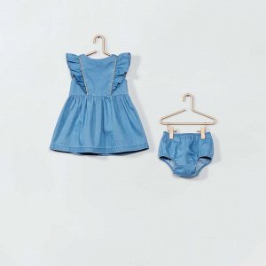 Комплект из платья и трусиков из джинсовой ткани - голубой