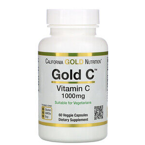 California Gold Nutrition, Gold C, витамин C, 1000 мг, 60 растительных кап