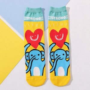 25875 Дизайнерские носки серии Что наша жизнь "Голубой слон и его большое сердце", р-р 36-41 (желтый/бирюзовый), 2690000025875