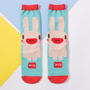 25899 Дизайнерские носки серии Что наша жизнь "Розовый кролик Smile", р-р 36-41 (голубой/красный), 2690000025899