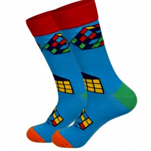 20924 Дизайнерские носки серии Что наша жизнь "Кубик рубика", р-р 38-44 (голубой, красный), 2690000020924