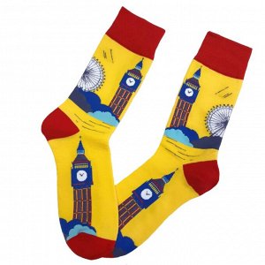 22058 Дизайнерские носки серии Что наша жизнь "Биг-Бен и Лондонский глаз" р-р 38-42 (желтый, красный), 2690000022058