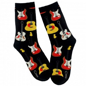 23741 Дизайнерские носки серии Что наша жизнь "Гитары", р-р 35-40 (черный с цветными гитарами), 2690000023741