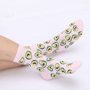 21334 Дизайнерские носки серии Весело и вкусно "Авокадо на светло розовом" р-р 36-42 (бледно-розовый)