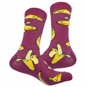 29040 Дизайнерские носки серии Весело и вкусно "Ешь банан", р-р 38-44 (ФУКСИЯ)