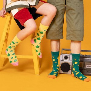 23543 Дизайнерские носки серии Весело и вкусно "Лимоны" р-р 35-42 (зеленый, оранжевый)