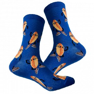 27589 Дизайнерские носки серии Весело и вкусно "Хот дог зажигает", р-р 36-43 (голубой), 2690000027589