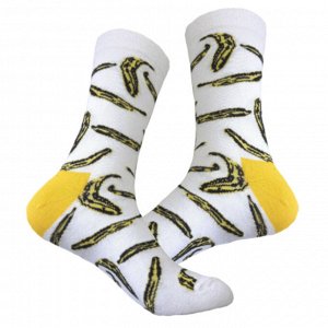 25059 Дизайнерские носки серии Весело и вкусно "Рваный банан", р-р 38-43 (белый, желтый), 2690000025059
