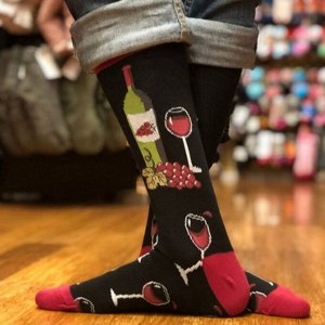 00827 Дизайнерские носки серии Весело и вкусно "Истинный сомелье", р-р 38-44 (черный,бордовый), 2690000000827