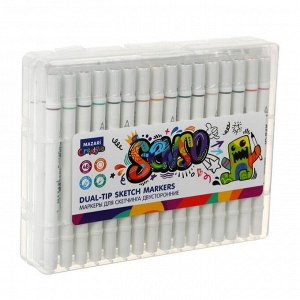 Набор двухсторонних маркеров для скетчинга Mazari Senso 48 цвета, пишущие узлы 1.0-4.0 мм