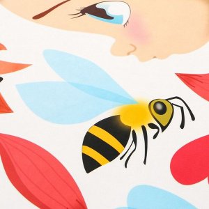 Наклейка пластик интерьерная "Малышка с лилиями и пчёлками" 50х70 см
