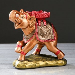 Статуэтка "Слон с седлом №2" цветная бронза, 26 см, микс