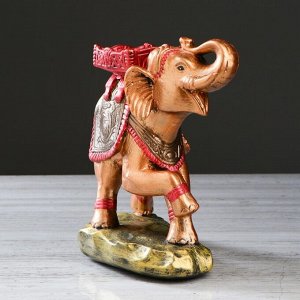 Статуэтка "Слон с седлом" цветная бронза, 26 см, микс