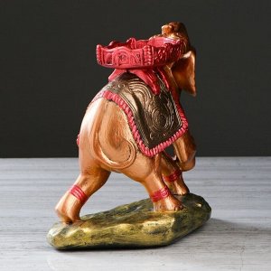 Статуэтка "Слон с седлом" цветная бронза, 26 см, микс