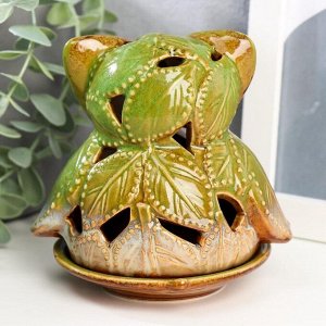 Подсвечник керамика "Филин из листьев" 11х11,5х9,5 см