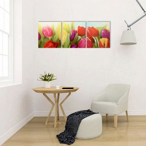 Модульная картина "Тюльпаны" (3-35х35) 35х105 см
