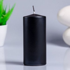 Свеча - цилиндр парафиновая, лакированная, черный металлик, 5,6?12 см