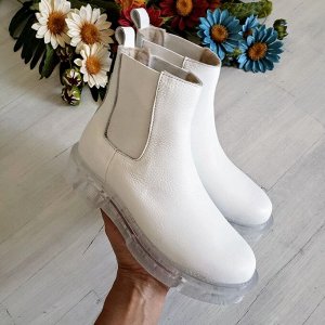 Bona Mente Deluxe Белые кожаные ботинки CHELSEA ICE