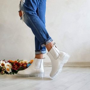 Bona Mente Deluxe Белые кожаные ботинки CHELSEA ICE