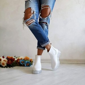 Белые кожаные ботинки CHELSEA ICE