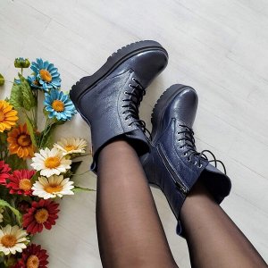Синие кожаные ботинки Woodstock