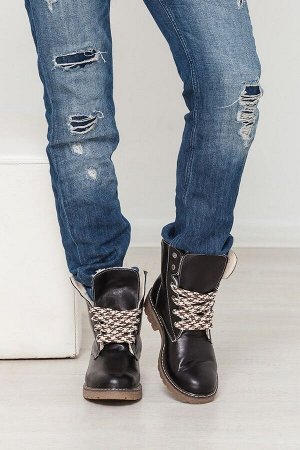 Bona Mente Deluxe Черные кожаные ботинки Comfort
