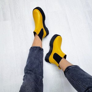 Желтые кожаные ботинки CHELSEA Dr.
